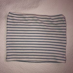 blue and white really cute cropped tube top